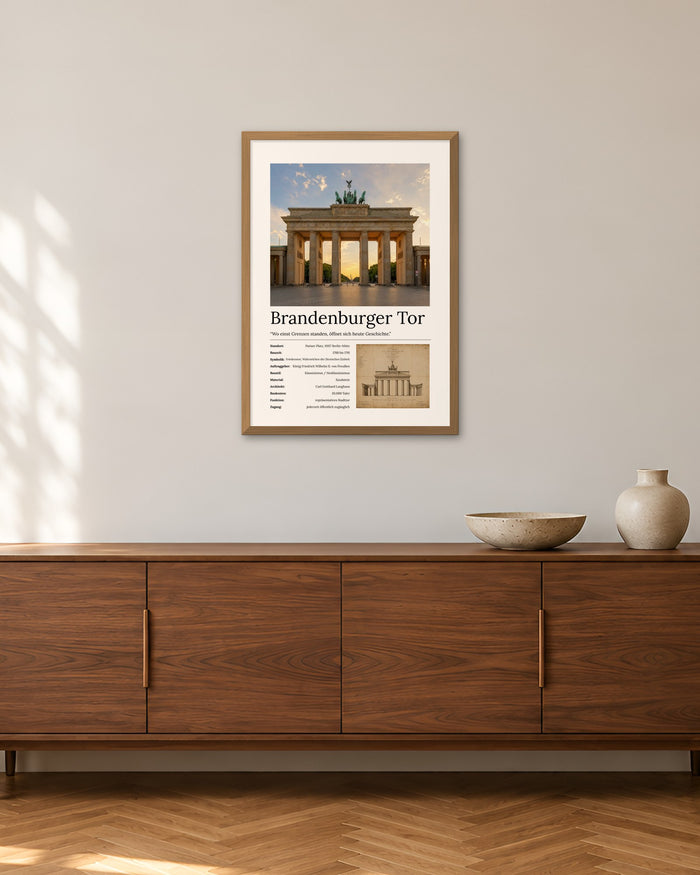 Brandenburger Tor Wandbild – 50 × 70 cm im Holzrahmen – Raumansicht – Art Bros