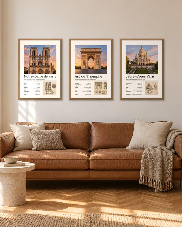 Paris Bundle – 3er-Set Wandbilder – 50 × 70 cm im Holzrahmen – Raumansicht – Art Bros