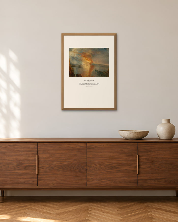 Der Brand des Parlaments, 1834 – William Turner – 50 × 70 cm im Holzrahmen – Raumansicht – Art Bros