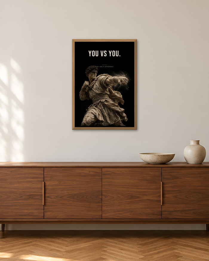 You Vs You – Boxer Poster – 50 × 70 cm im Holzrahmen – Raumansicht – Art Bros