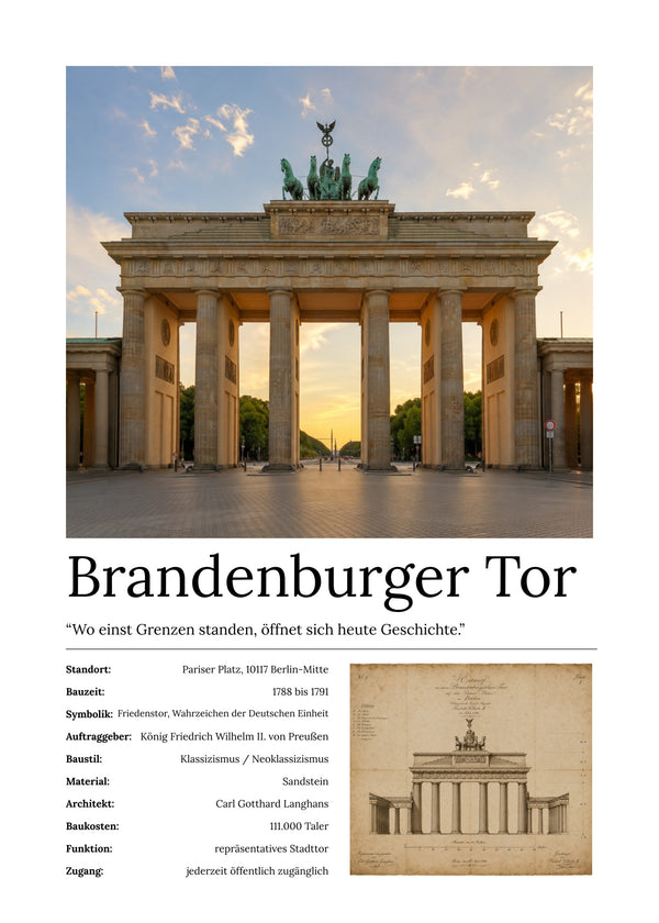 Brandenburger Tor Wandbild – Kunstdruck ohne Rahmen – Art Bros