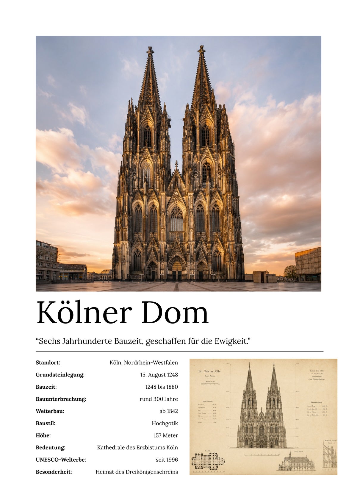 Kölner Dom Wandbild – Kunstdruck ohne Rahmen – Art Bros