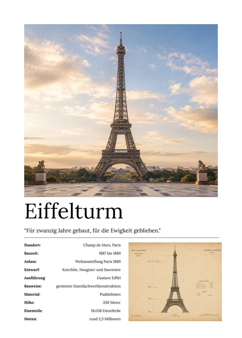Eiffelturm Wandbild – Kunstdruck ohne Rahmen – Art Bros