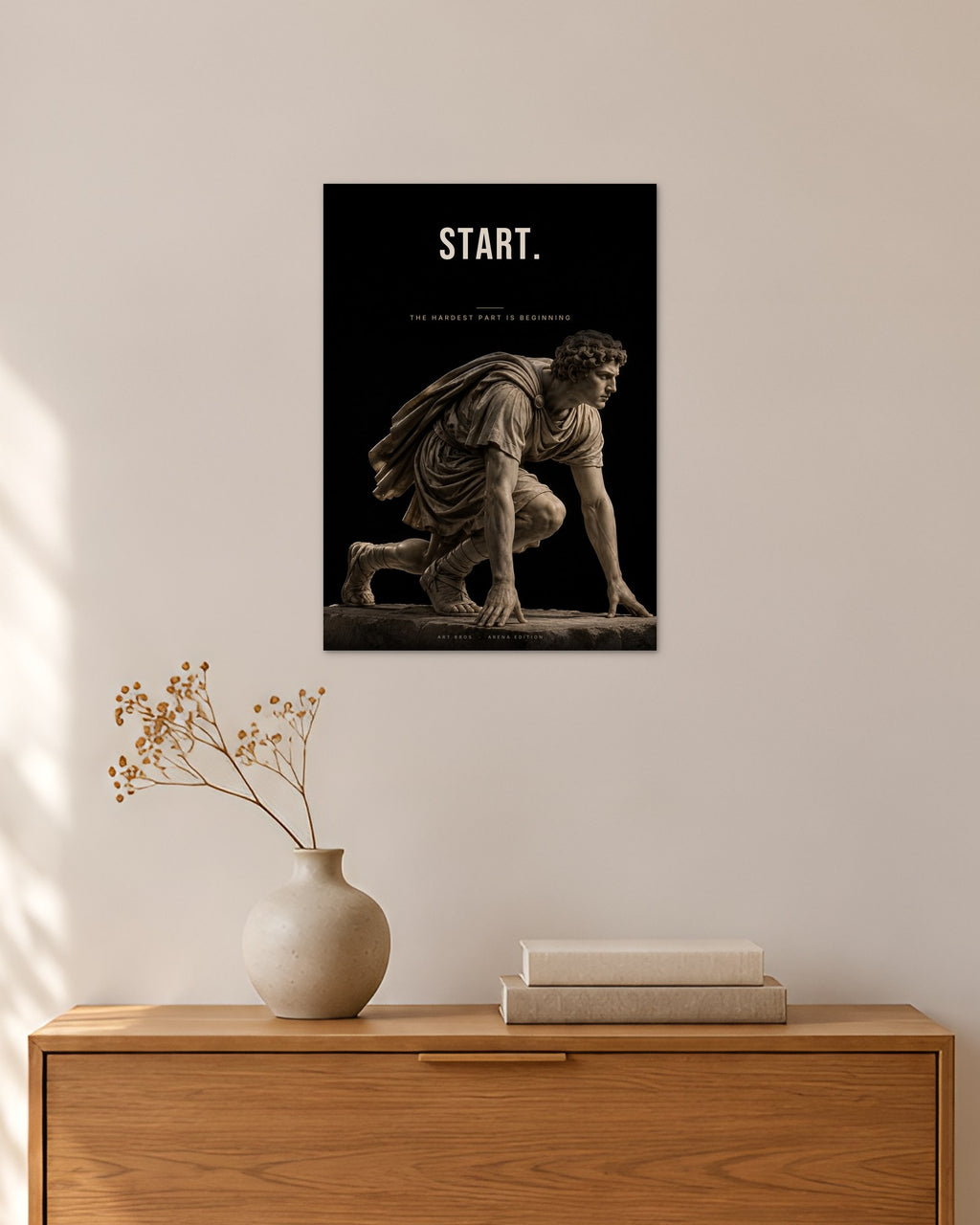 Start – Sprinter Poster – 30 × 42 cm ohne Rahmen – Raumansicht – Art Bros
