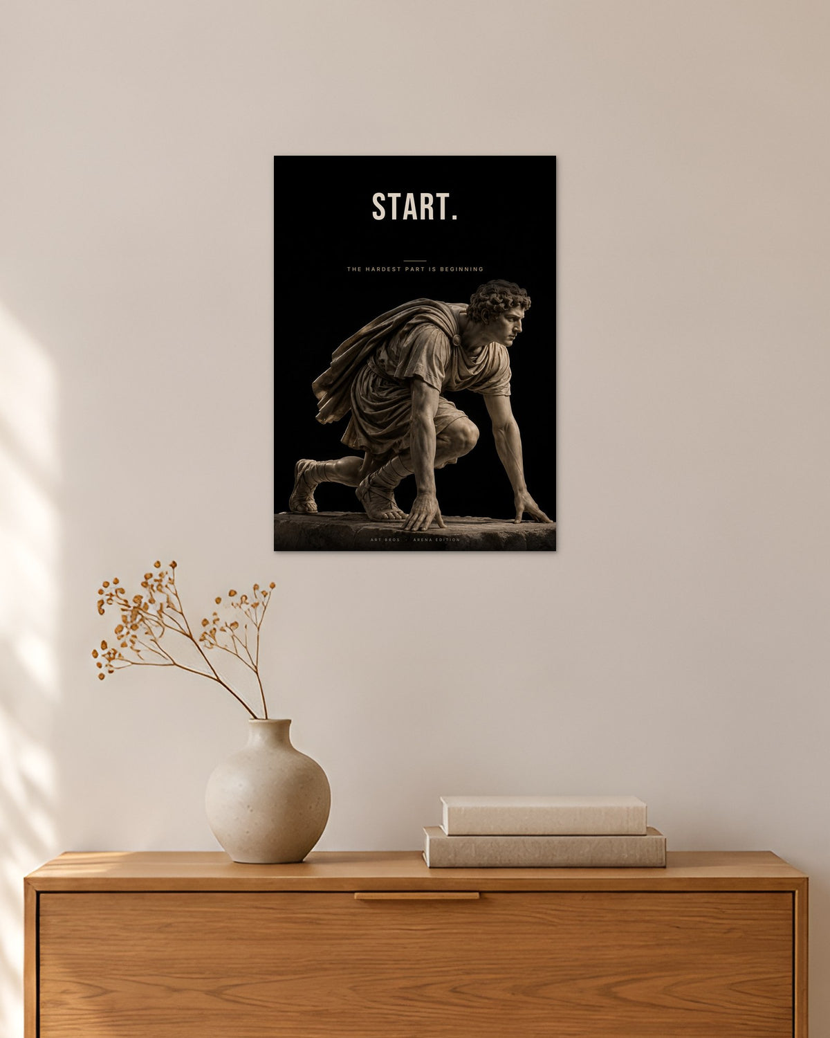 Start – Sprinter Poster – 30 × 42 cm ohne Rahmen – Raumansicht – Art Bros