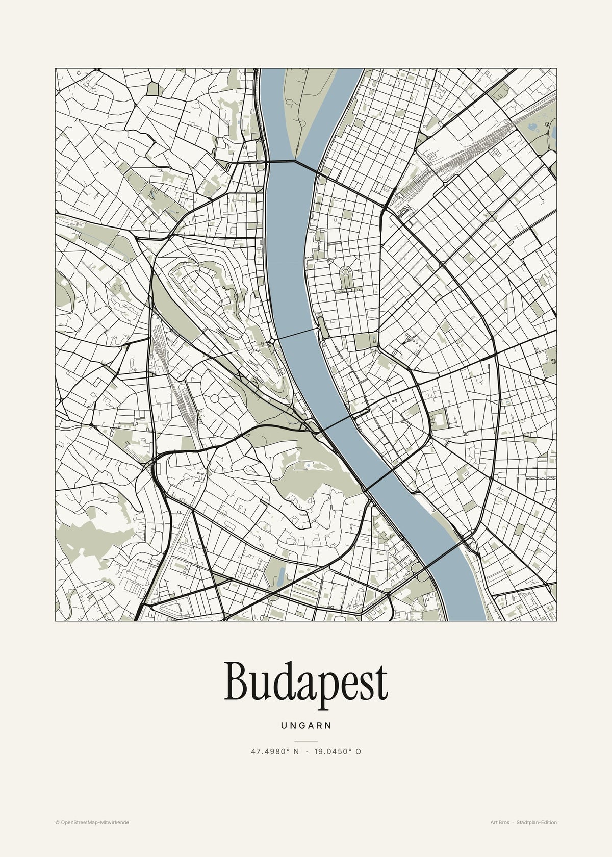 Budapest Stadtplan – Wandbild – Art Bros