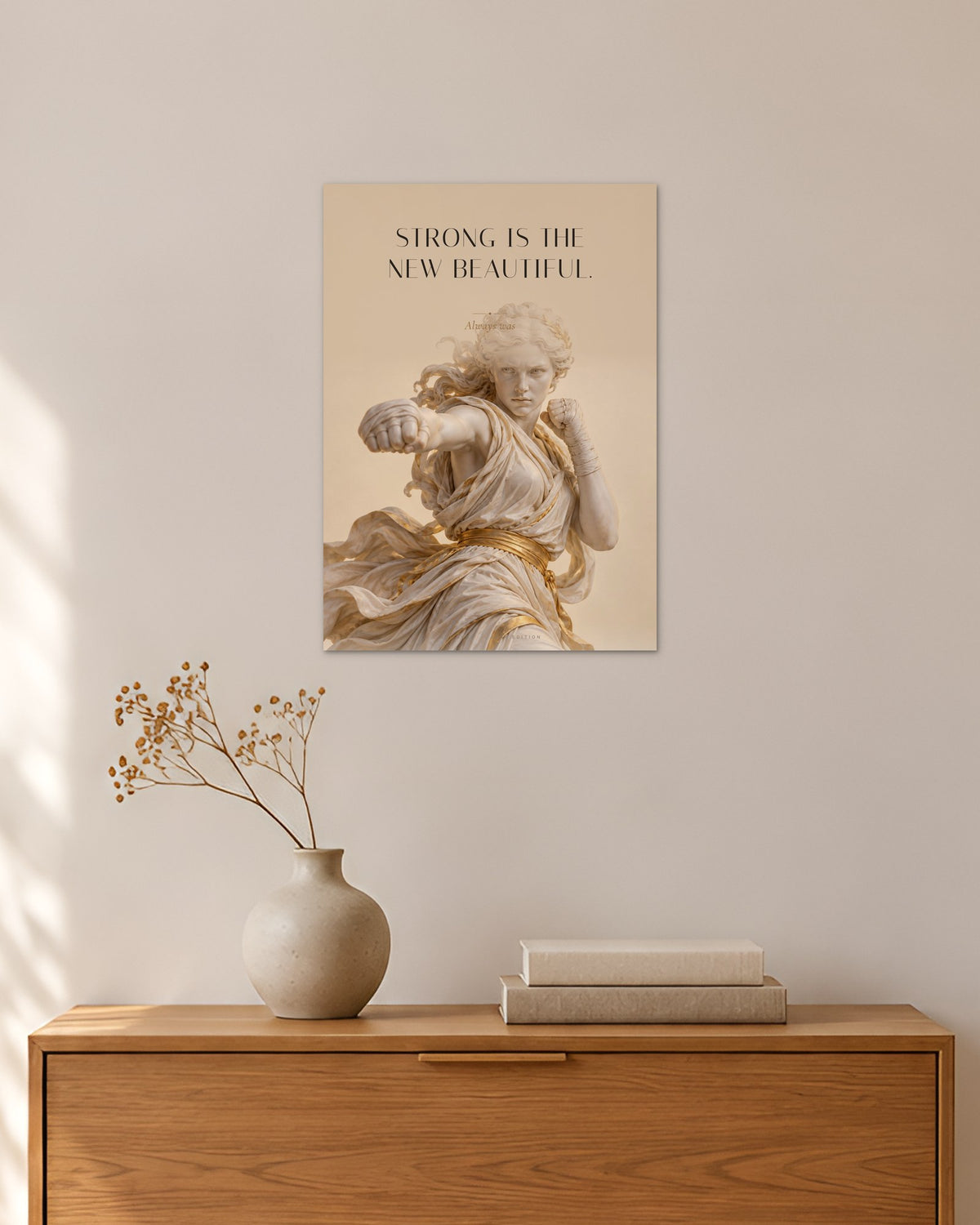 Strong Is the New Beautiful – Boxerin Poster – 30 × 42 cm ohne Rahmen – Raumansicht – Art Bros