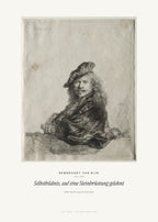 Selbstbildnis, auf eine Steinbrüstung gelehnt – Rembrandt van Rijn – Kunstdruck – Art Bros