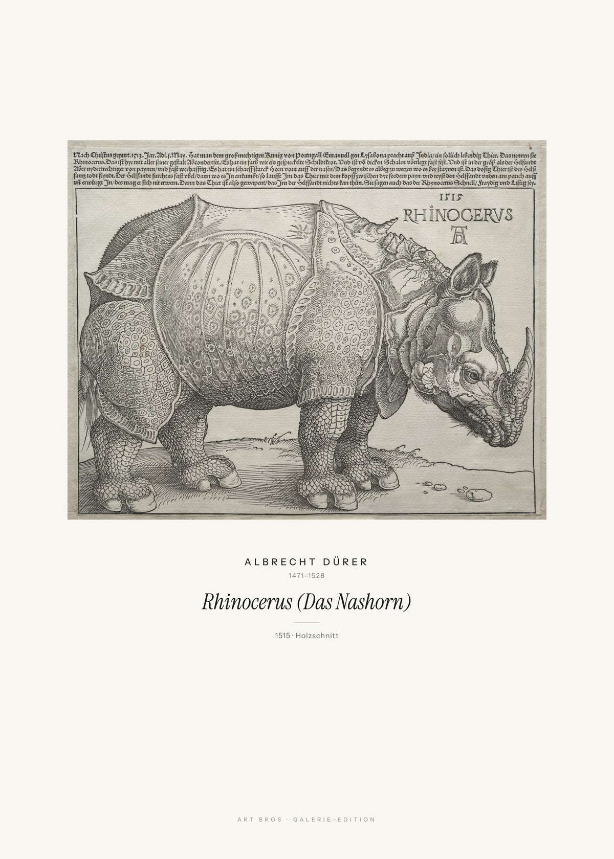 Rhinocerus (Das Nashorn) – Albrecht Dürer – Kunstdruck – Art Bros