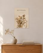 Keep Pedaling – Radfahrerin Poster – 30 × 42 cm ohne Rahmen – Raumansicht – Art Bros