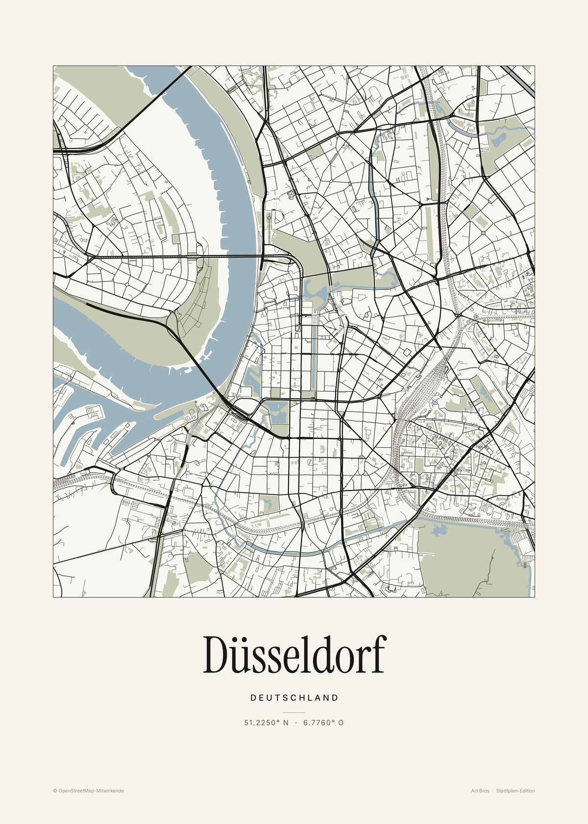 Düsseldorf Stadtplan – Wandbild – Art Bros