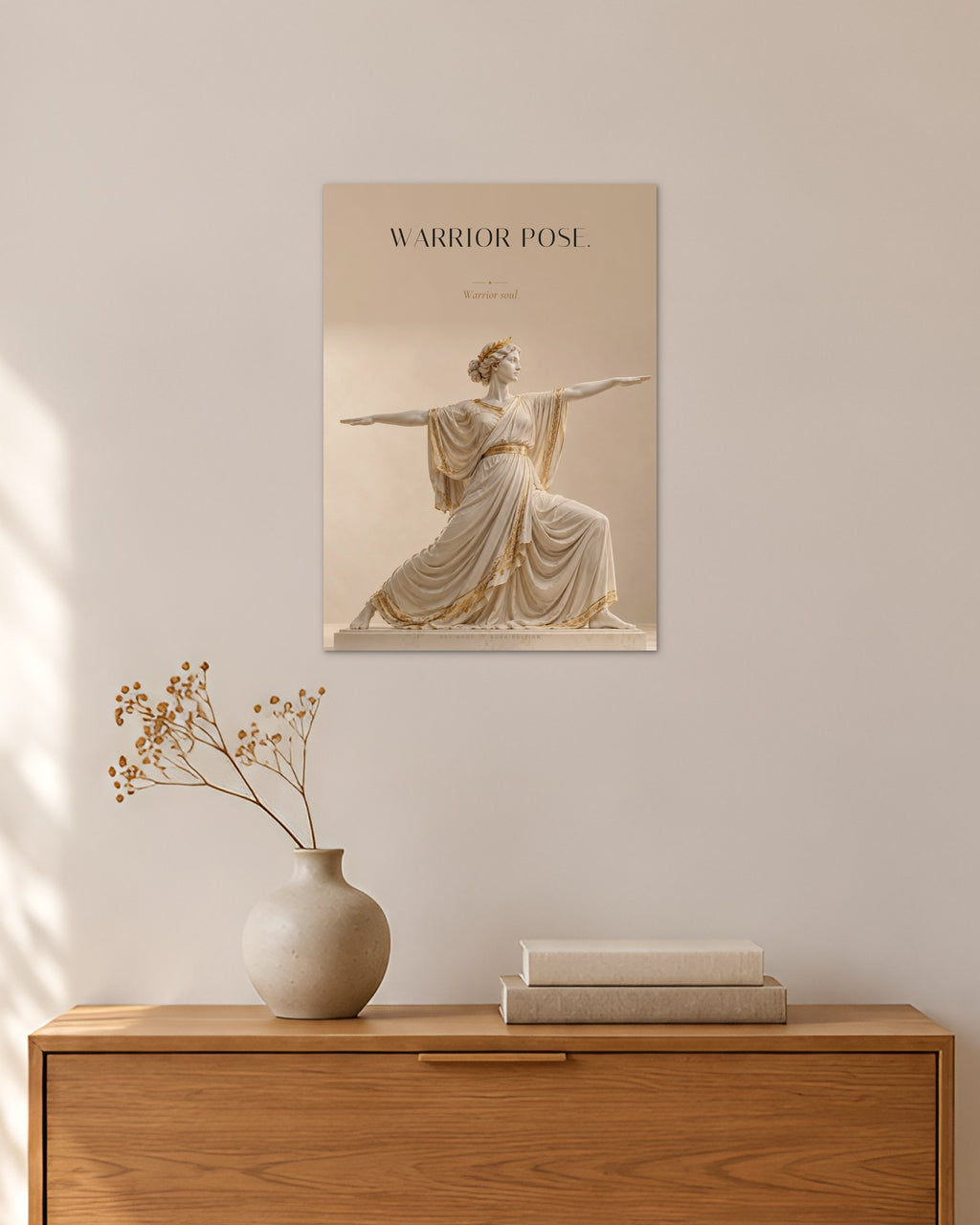 Warrior Pose – Yoga Krieger Poster – 30 × 42 cm ohne Rahmen – Raumansicht – Art Bros