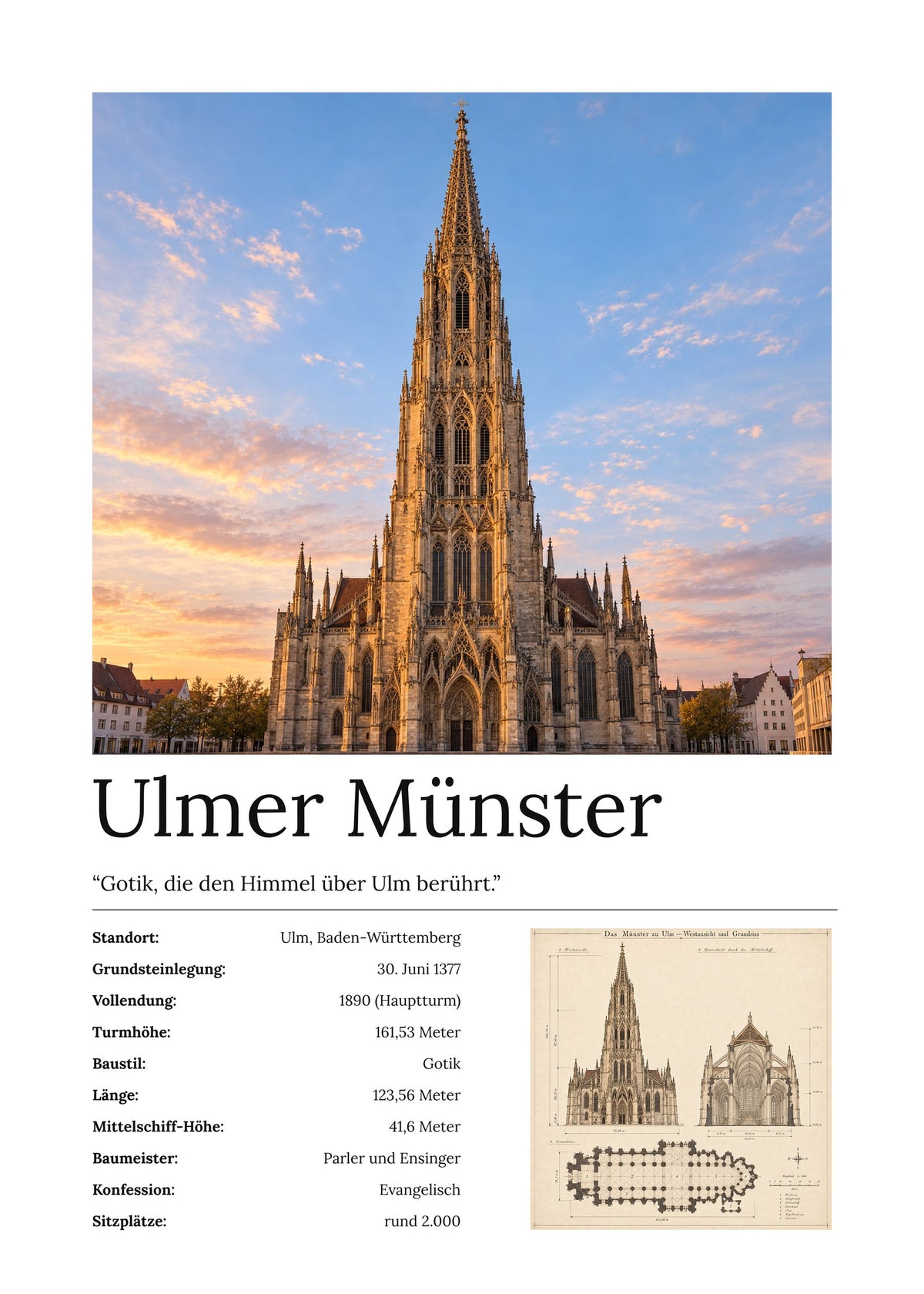 Ulmer Münster Wandbild – Kunstdruck – Art Bros