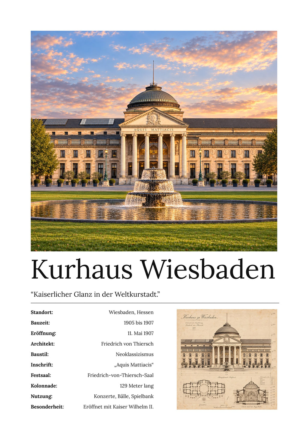 Kurhaus Wiesbaden Wandbild – Kunstdruck – Art Bros