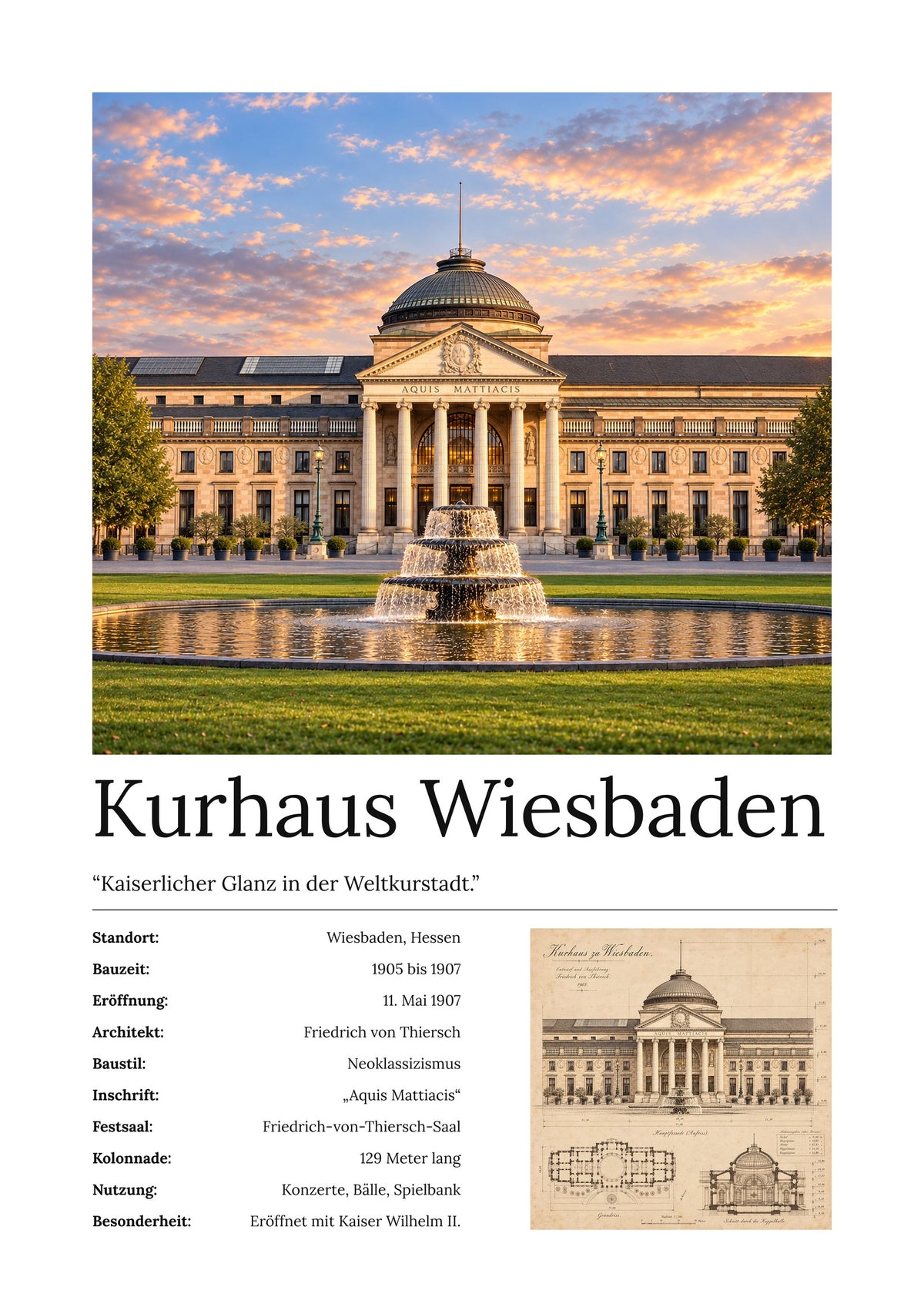 Kurhaus Wiesbaden Wandbild – Kunstdruck – Art Bros