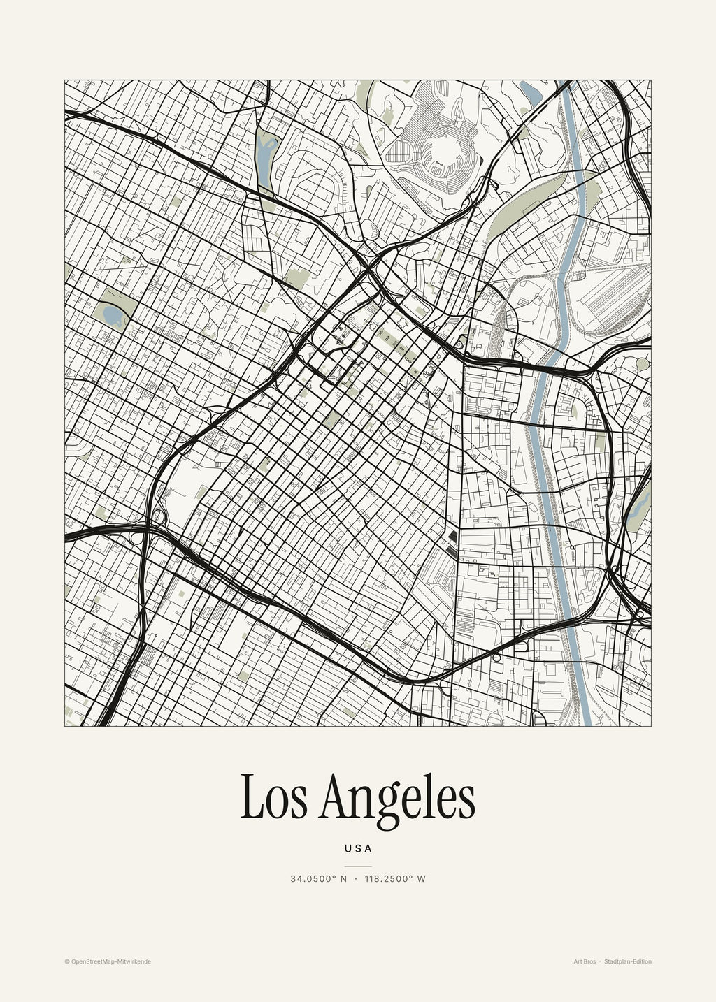 Los Angeles Stadtplan – Wandbild – Art Bros
