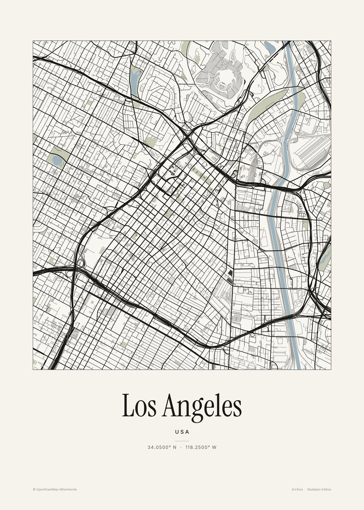 Los Angeles Stadtplan – Wandbild – Art Bros