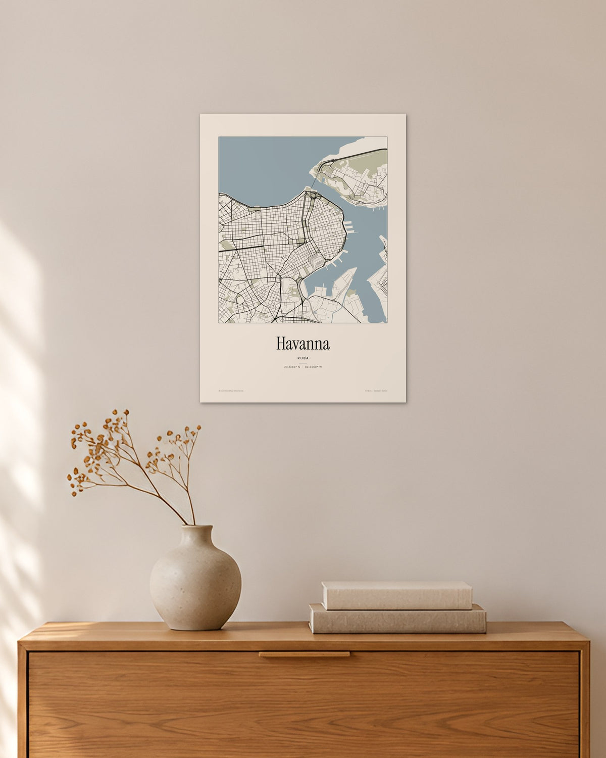 Havanna Stadtplan – Wandbild – 30 × 42 cm ohne Rahmen – Raumansicht – Art Bros