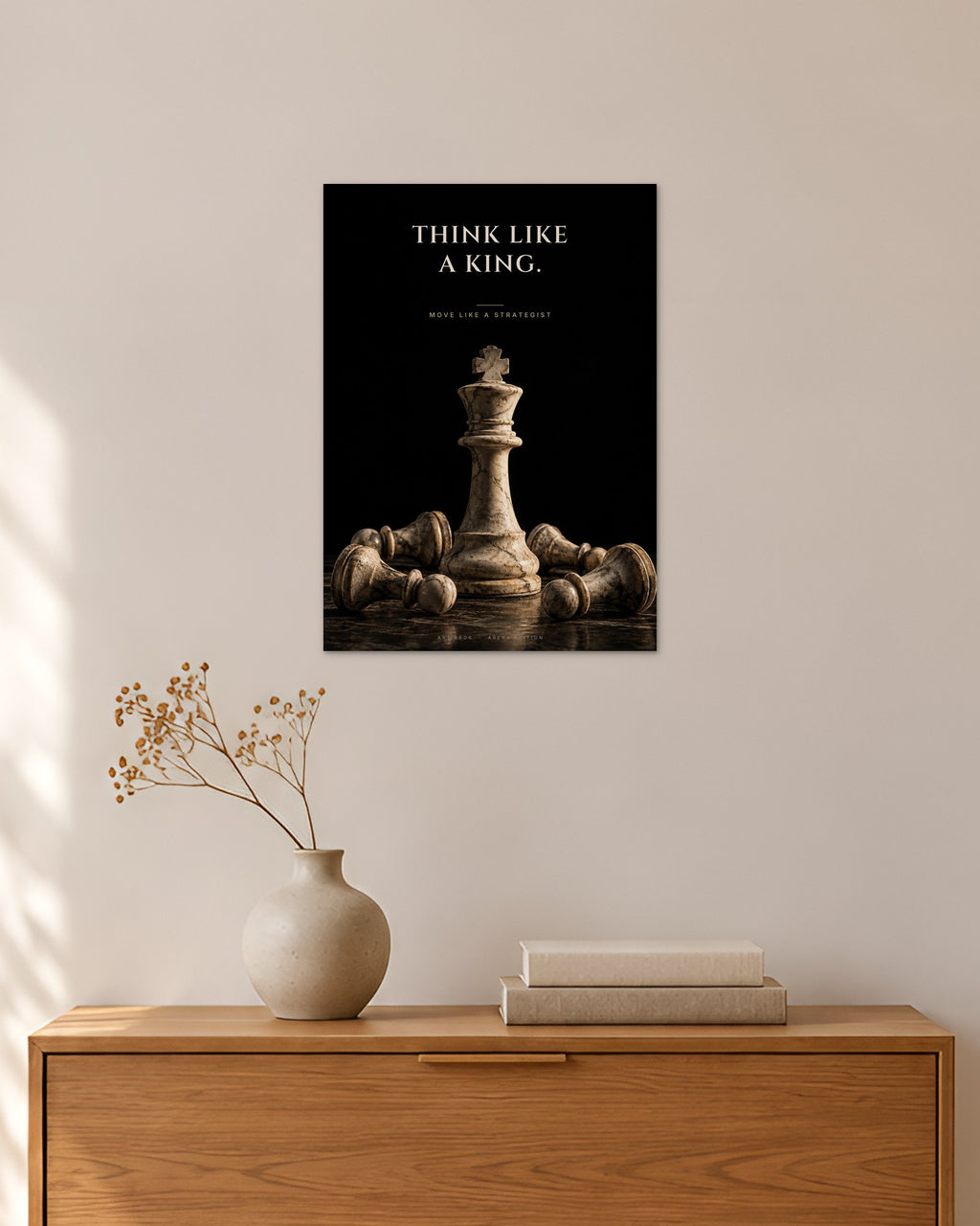 Think Like a King – Schachkönig Poster – 30 × 42 cm ohne Rahmen – Raumansicht – Art Bros