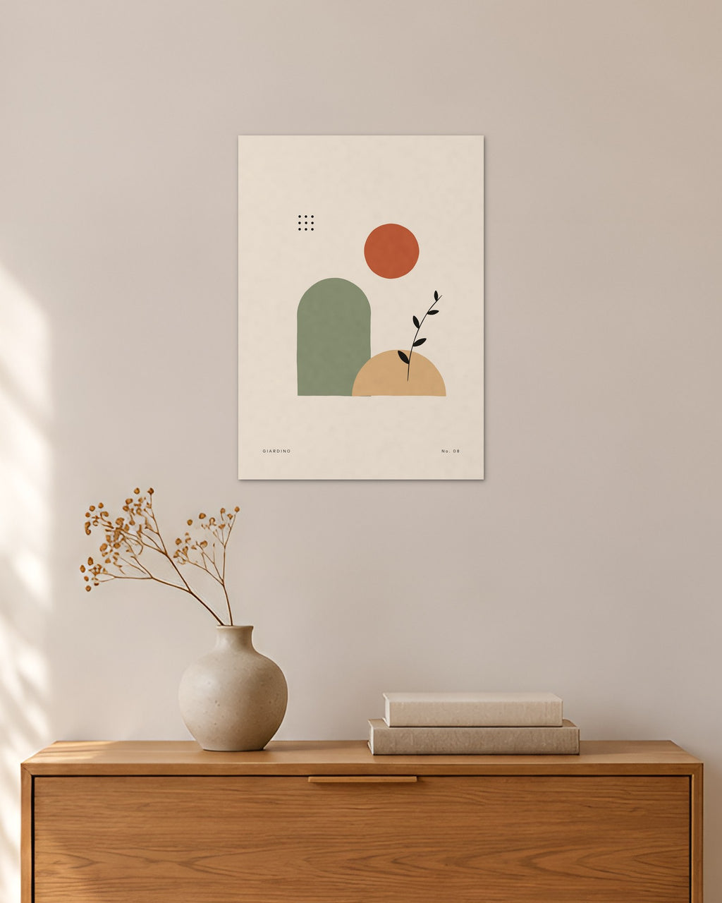 Giardino No. 08 – Abstraktes Wandbild – 30 × 42 cm ohne Rahmen – Raumansicht – Art Bros