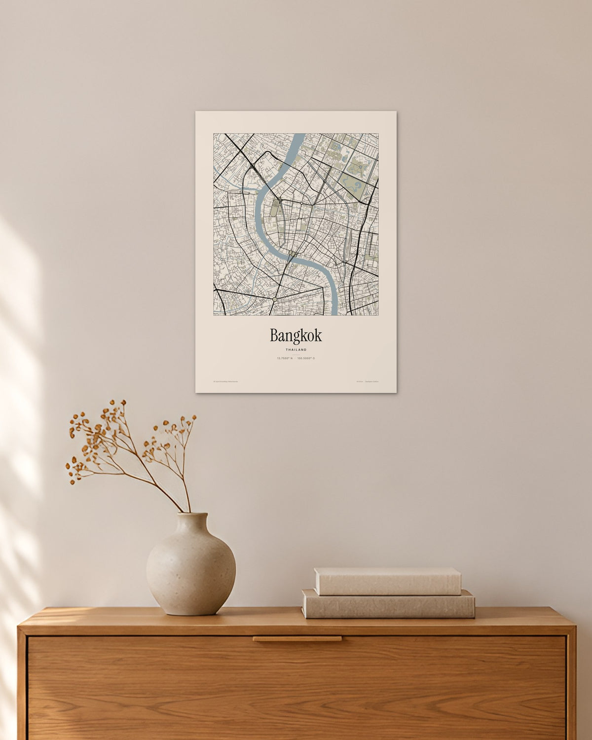 Bangkok Stadtplan – Wandbild – 30 × 42 cm ohne Rahmen – Raumansicht – Art Bros