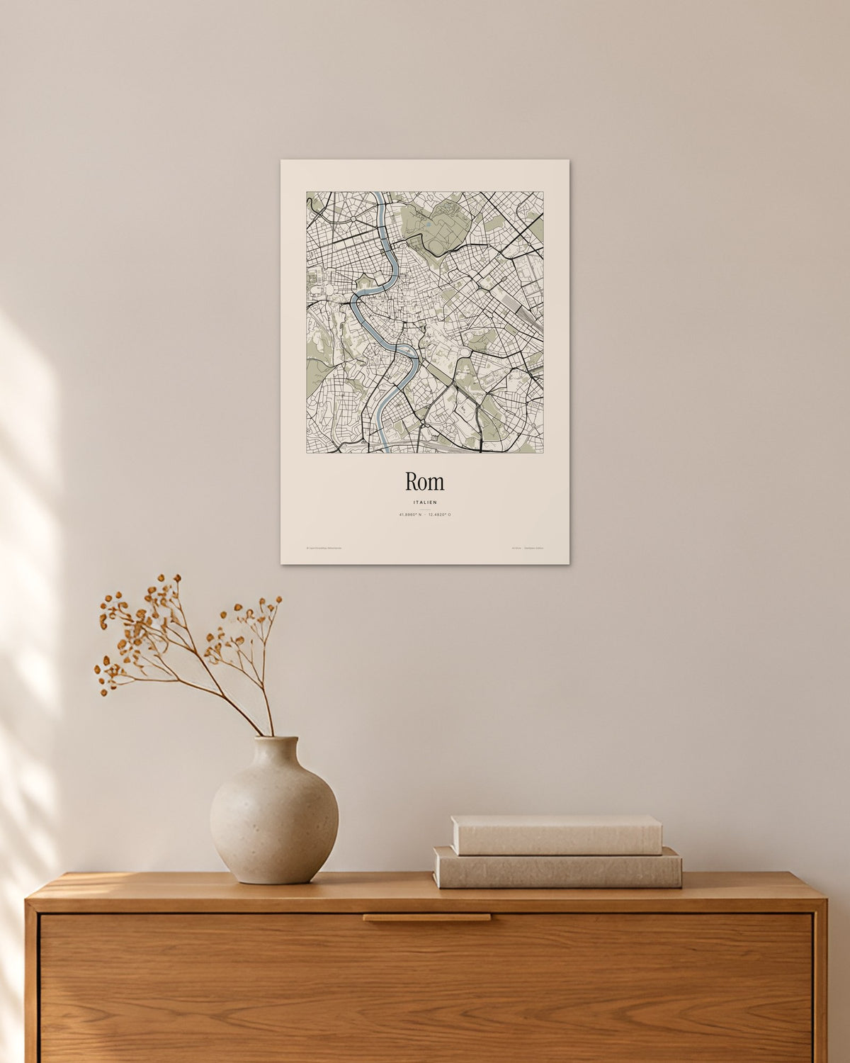 Rom Stadtplan – Wandbild – 30 × 42 cm ohne Rahmen – Raumansicht – Art Bros