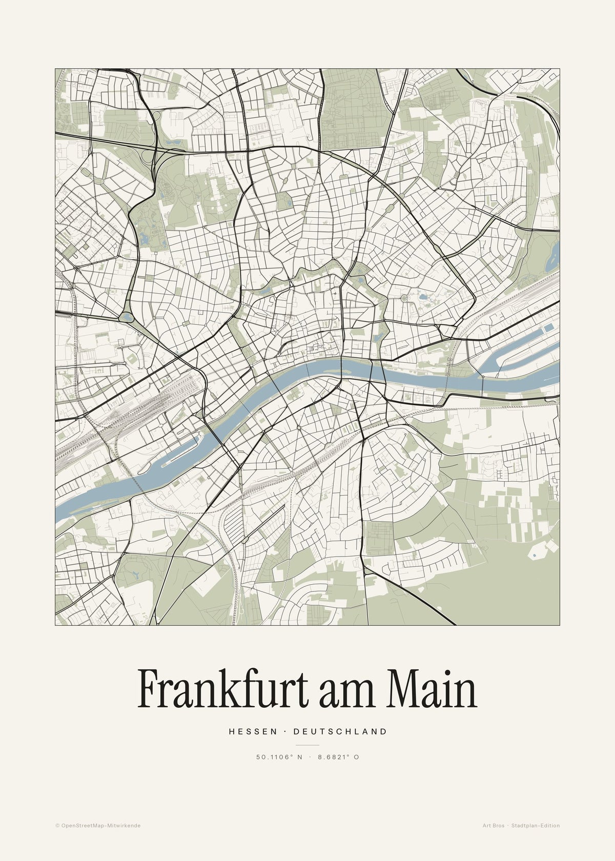 Frankfurt am Main Stadtplan – Wandbild – Kunstdruck – Art Bros