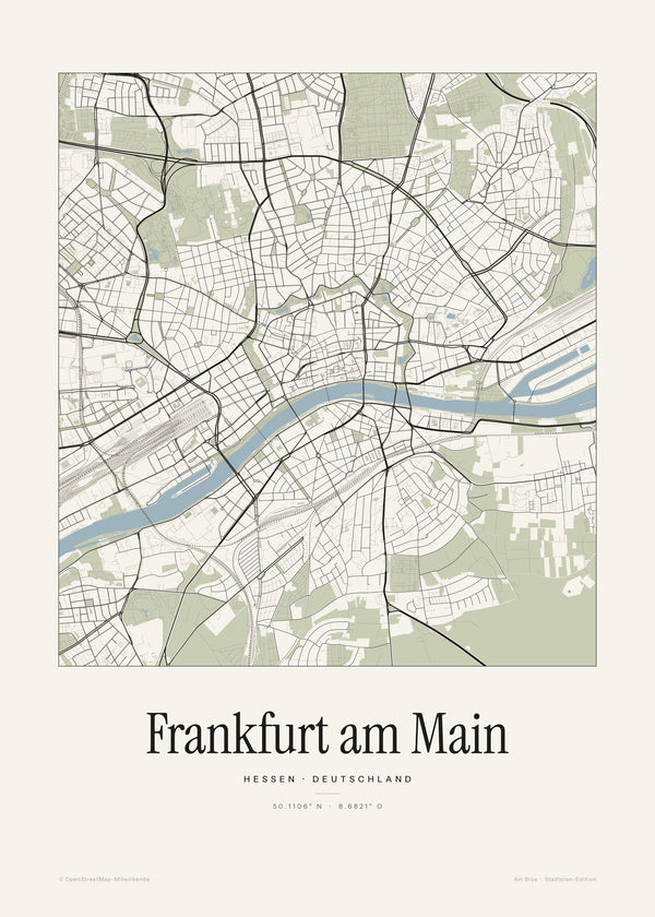 Frankfurt am Main Stadtplan – Wandbild – Kunstdruck – Art Bros