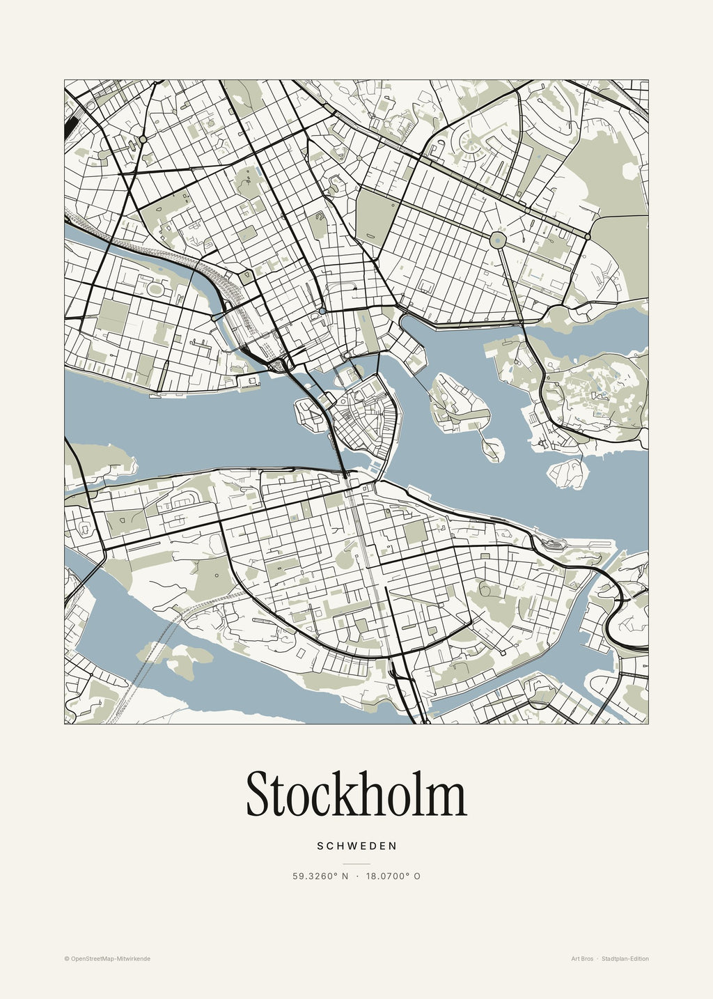 Stockholm Stadtplan – Wandbild – Art Bros