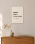 „Waschen. Föhnen. Weltherrschaft“ – Spruch-Poster – 30 × 42 cm ohne Rahmen – Raumansicht – Art Bros