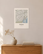 Barcelona Stadtplan – Wandbild – 30 × 42 cm ohne Rahmen – Raumansicht – Art Bros