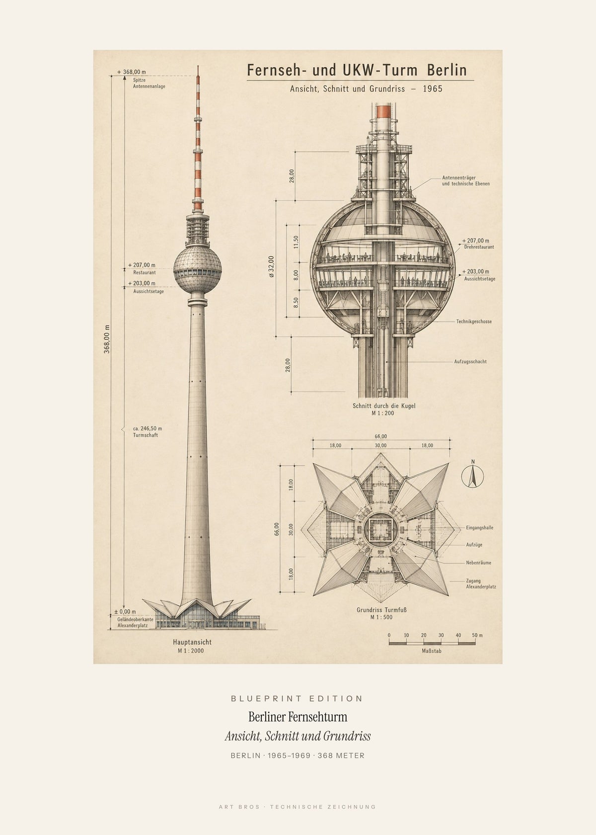 Berliner Fernsehturm Blueprint – Art Bros
