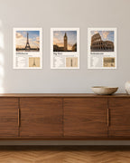 Weltstädte Bundle – 3er-Set Wandbilder – 30 × 42 cm ohne Rahmen – Raumansicht – Art Bros