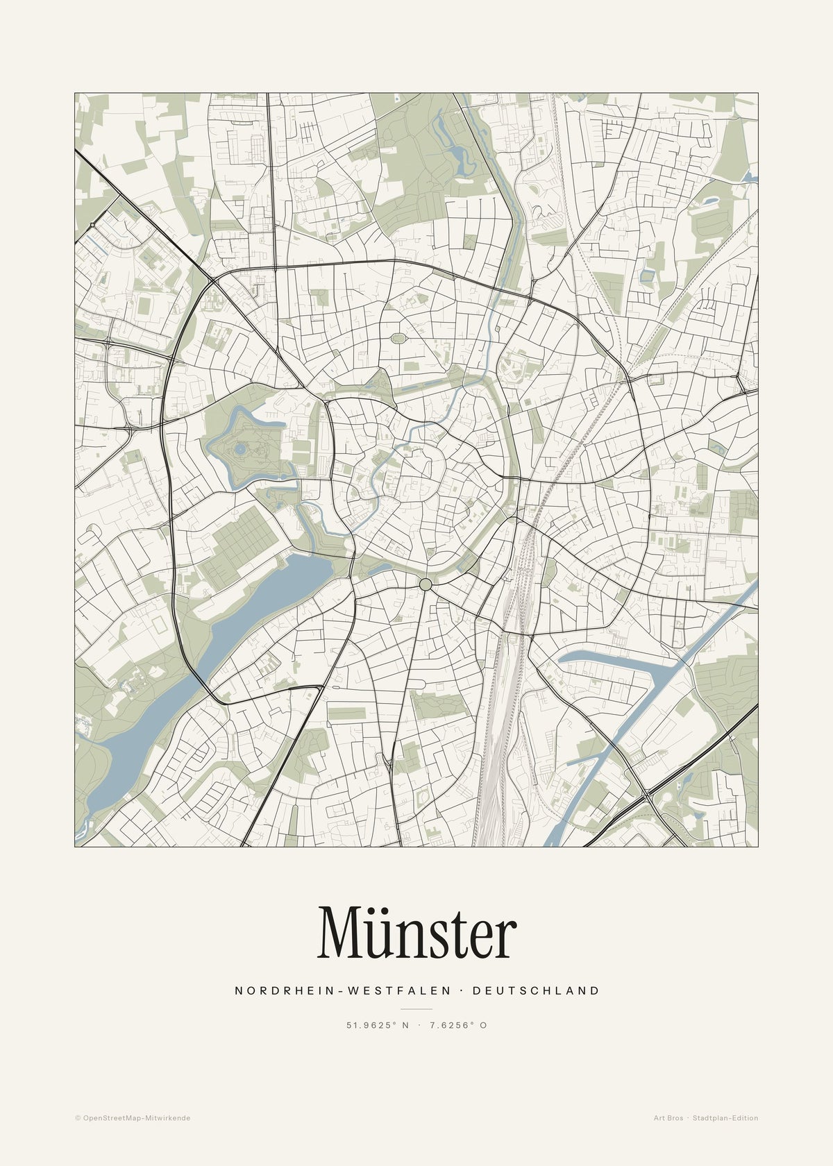 Münster Stadtplan – Wandbild – Kunstdruck – Art Bros