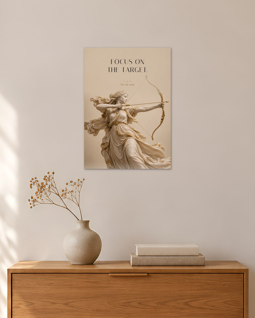 Focus on the Target – Bogenschützin Poster – 30 × 42 cm ohne Rahmen – Raumansicht – Art Bros