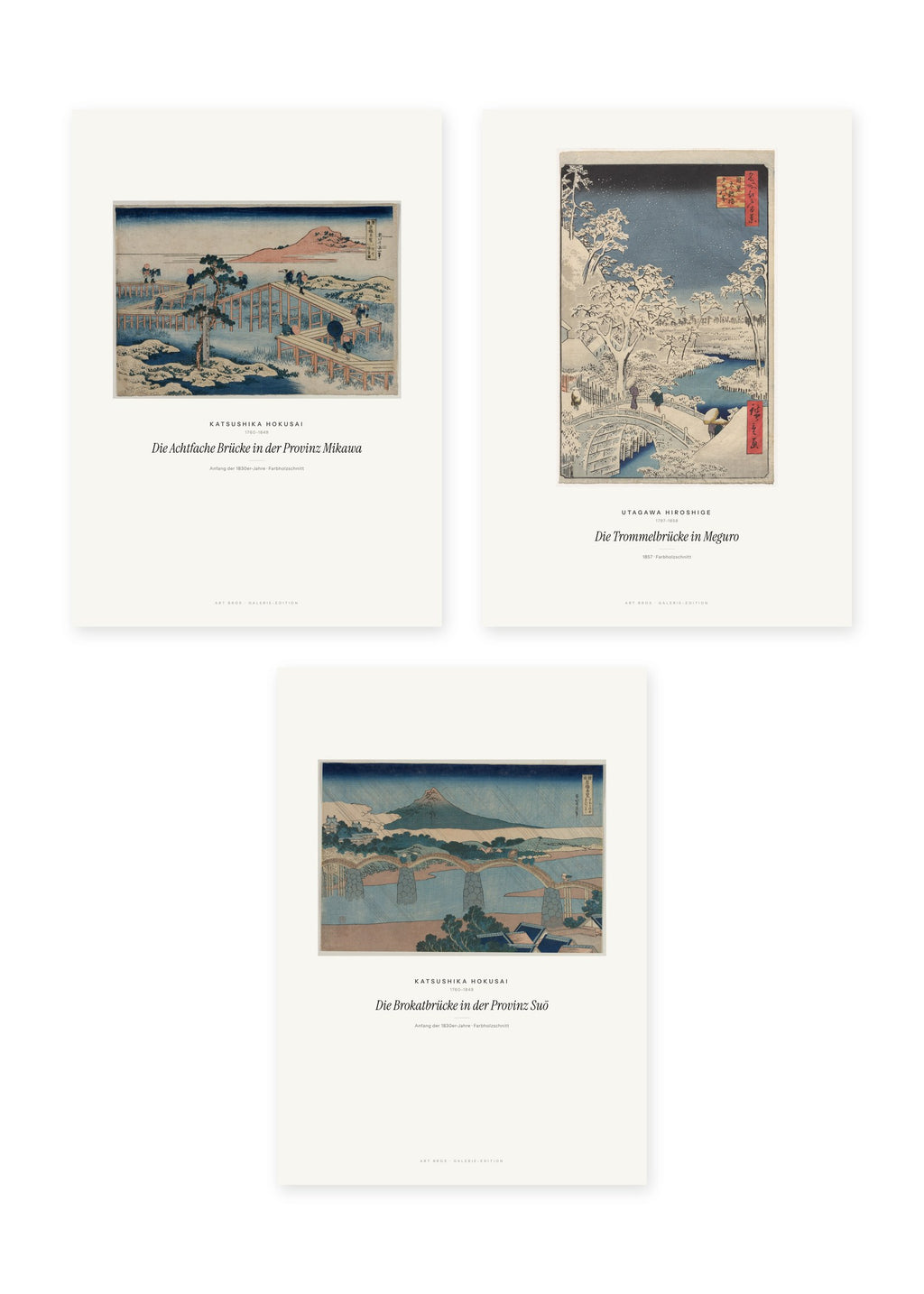 Japanische Brücken – 3er-Set Wandbilder – Kunstdruck – Art Bros