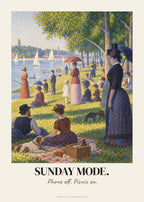 Ein Sonntagnachmittag auf der Grande Jatte neu interpretiert mit Spruch Sunday Mode – Poster – Art Bros