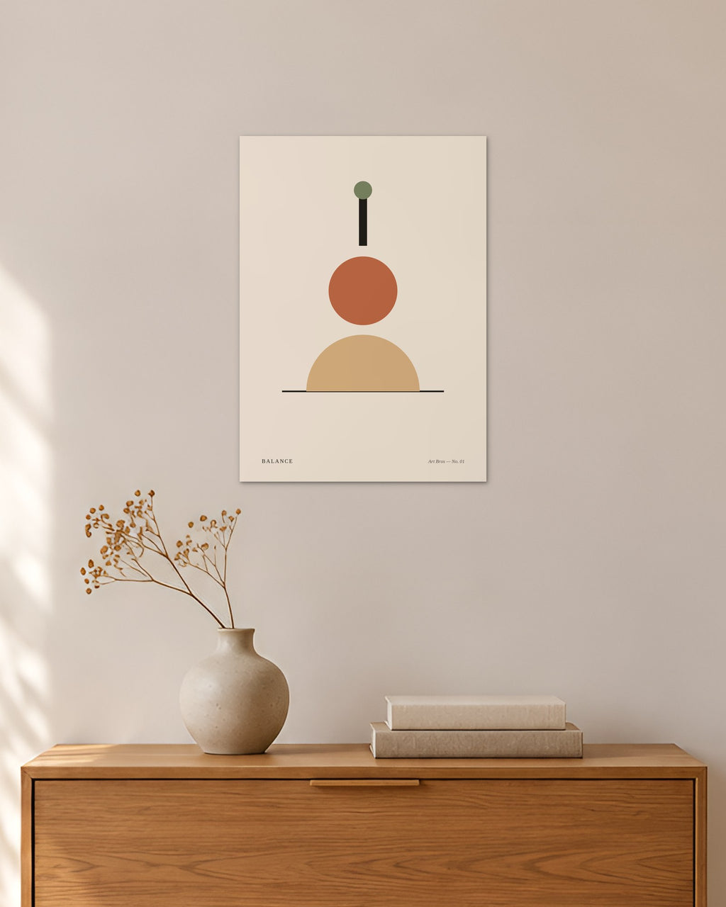 Balance No. 01 – Abstraktes Wandbild – 30 × 42 cm ohne Rahmen – Raumansicht – Art Bros