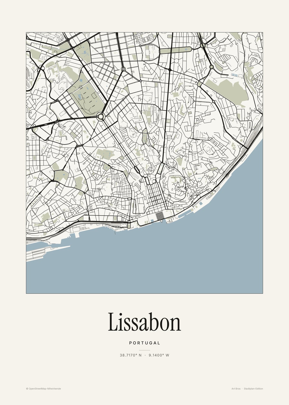 Lissabon Stadtplan – Wandbild – Art Bros