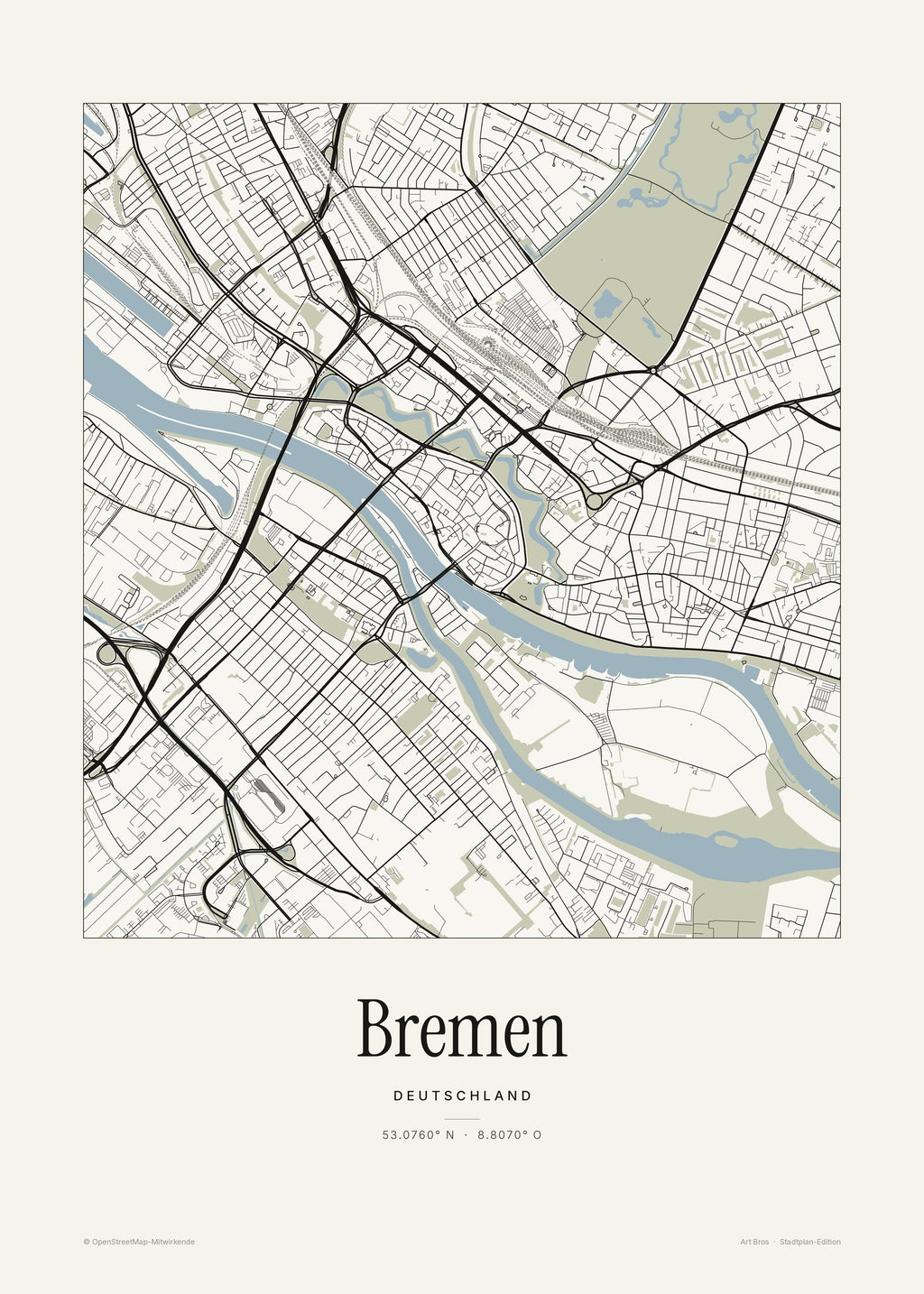 Bremen Stadtplan – Wandbild – Art Bros