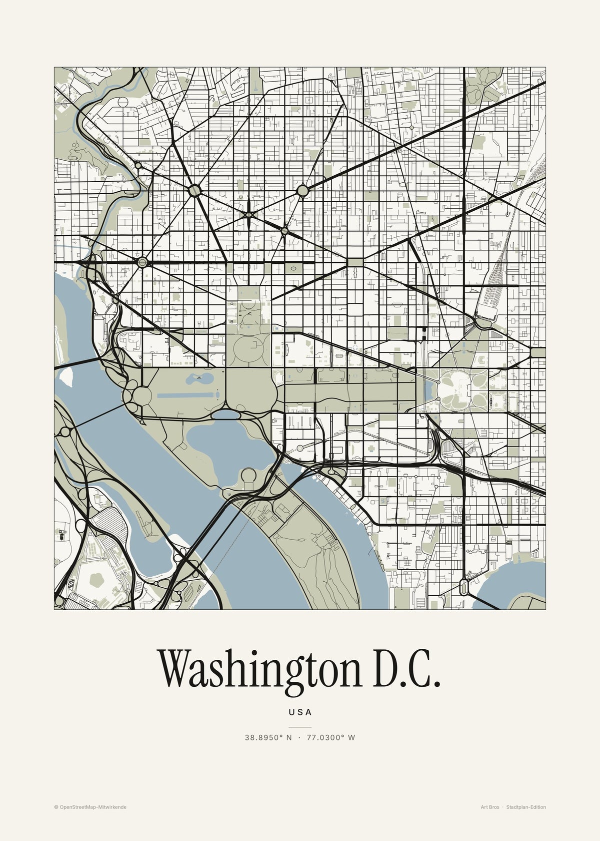 Washington D.C. Stadtplan – Wandbild – Art Bros