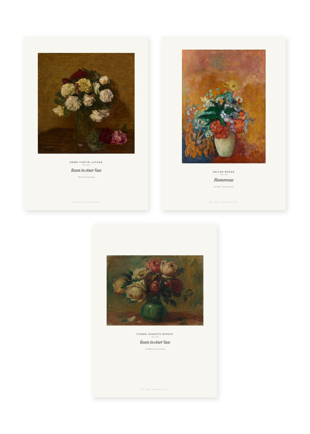 Blumen in der Vase – 3er-Set Wandbilder – Kunstdruck – Art Bros