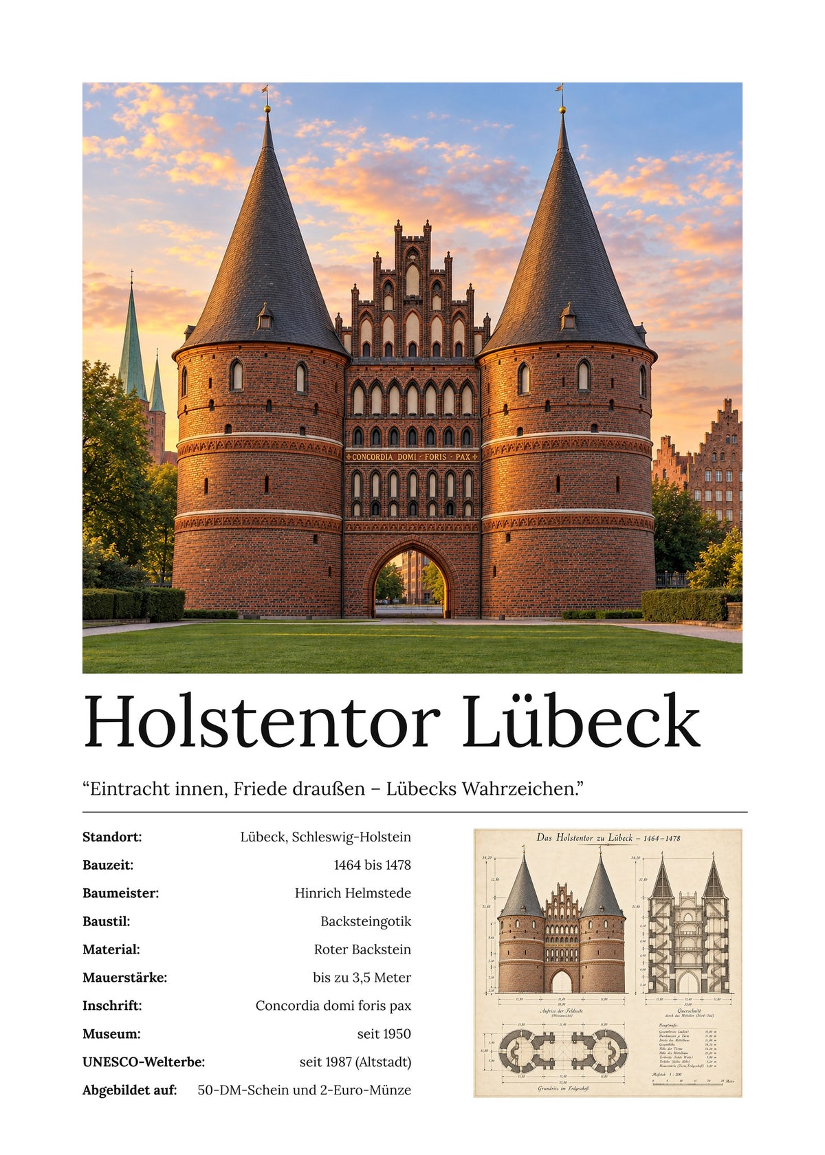 Holstentor Lübeck Wandbild – Kunstdruck – Art Bros