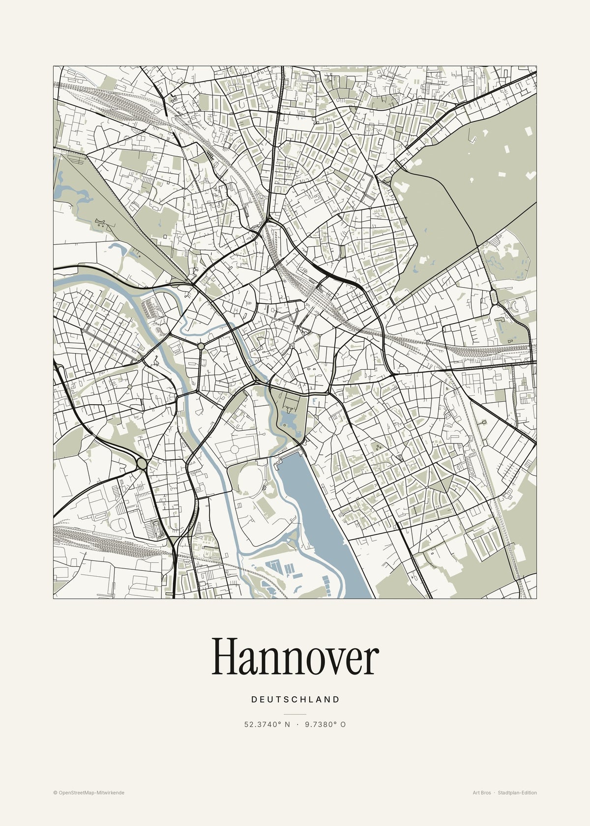 Hannover Stadtplan – Wandbild – Art Bros