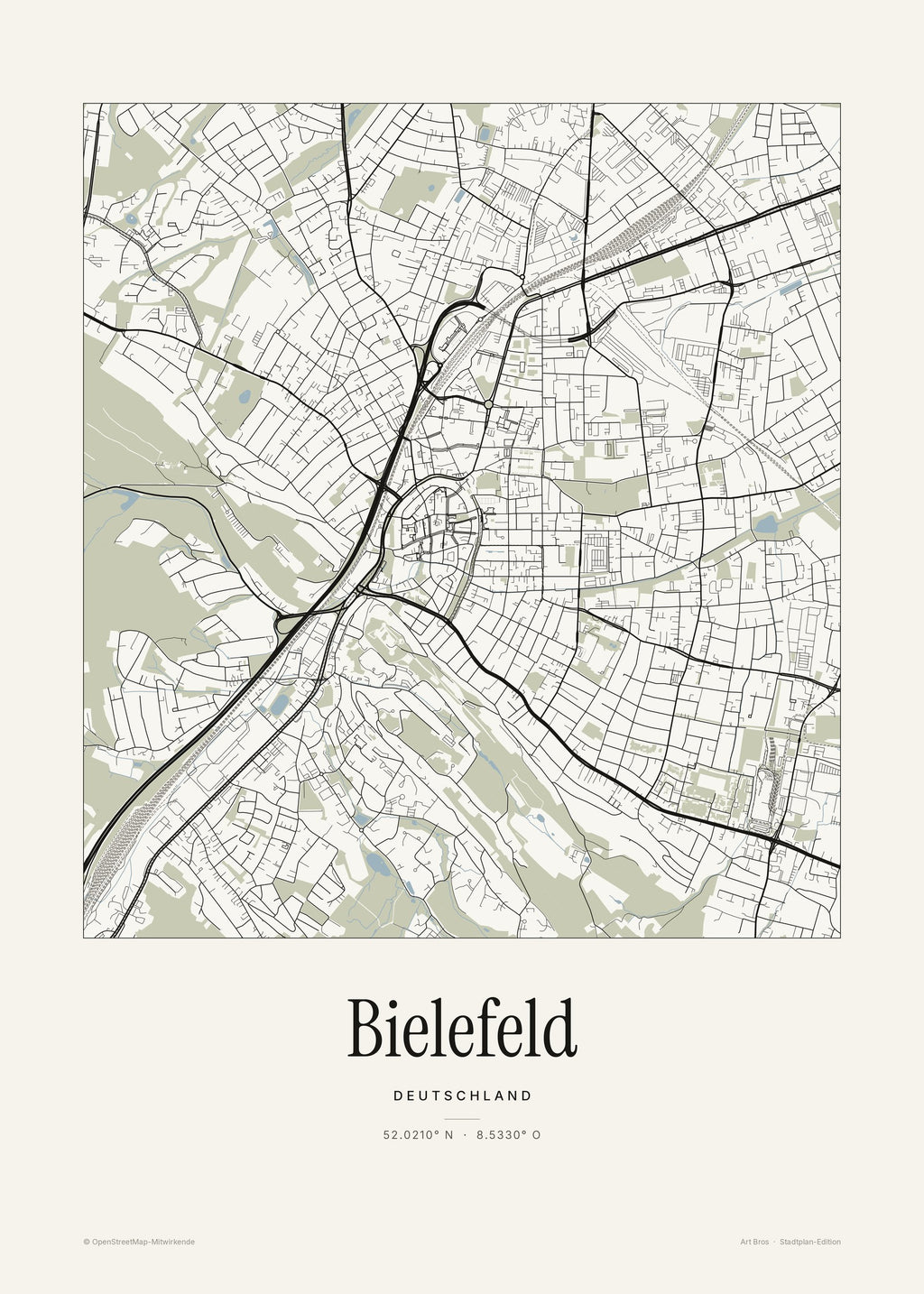 Bielefeld Stadtplan – Wandbild – Art Bros