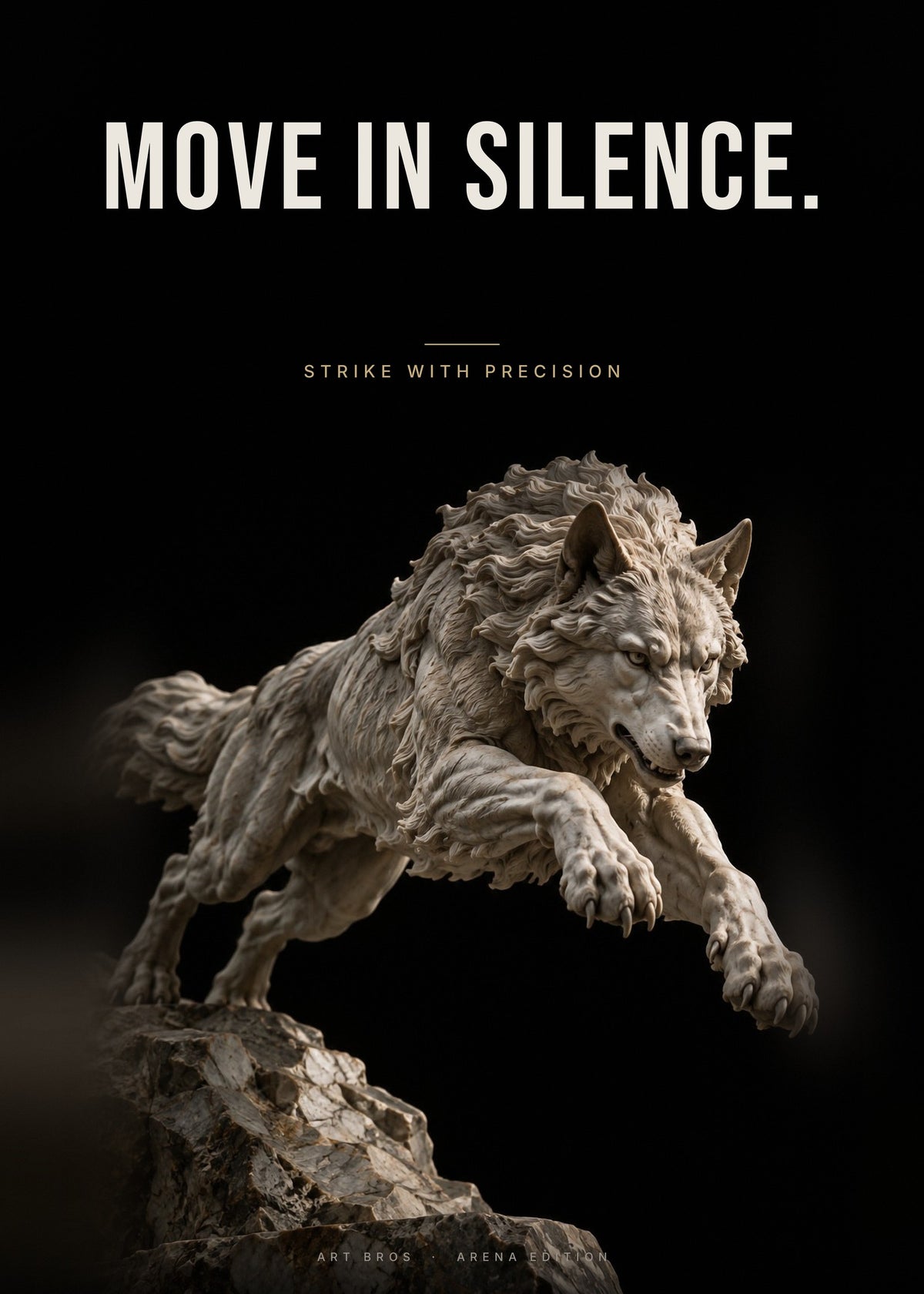 Move in Silence – Springender Wolf Poster – Art Bros
