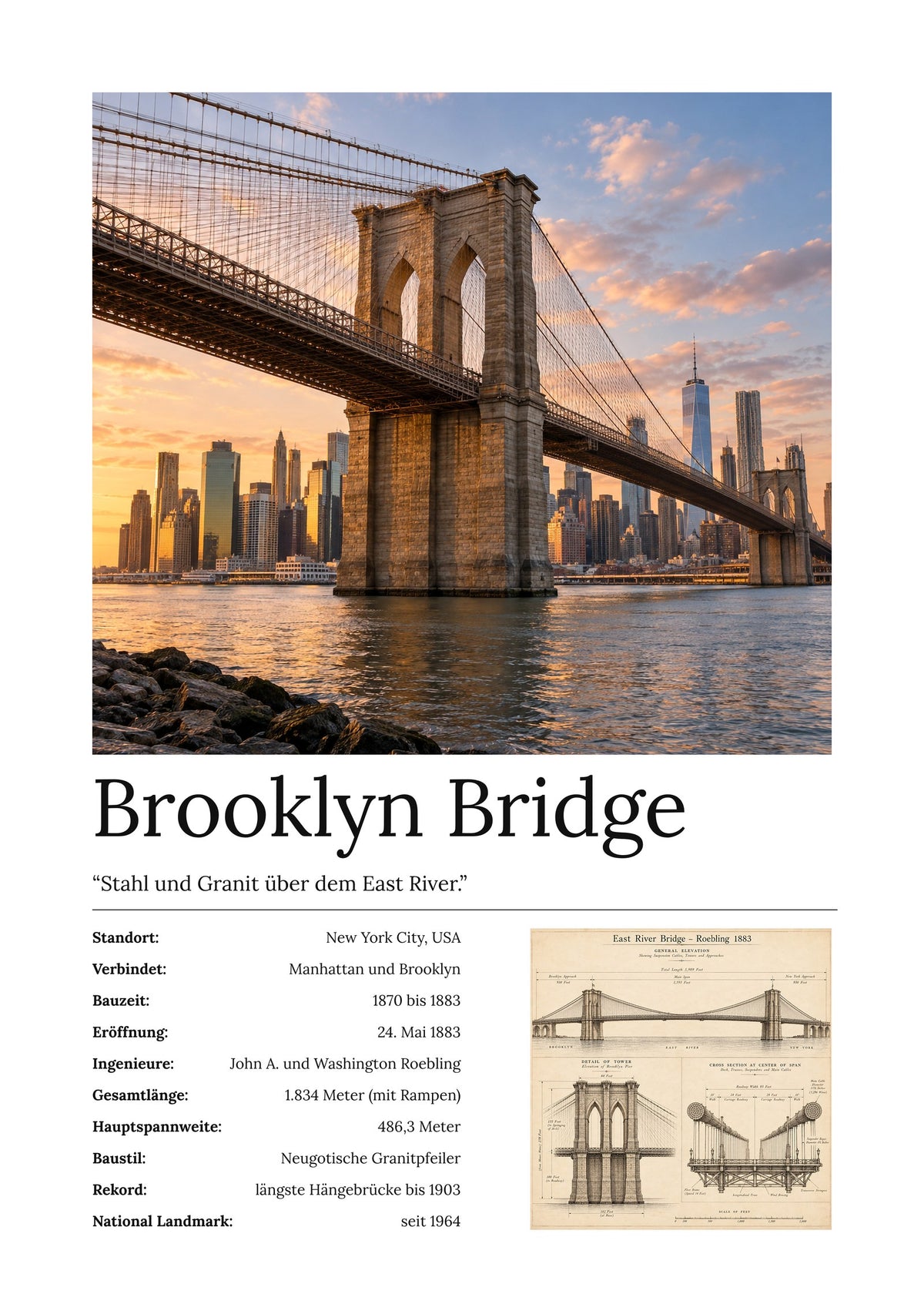 Brooklyn Bridge Wandbild – Kunstdruck – Art Bros