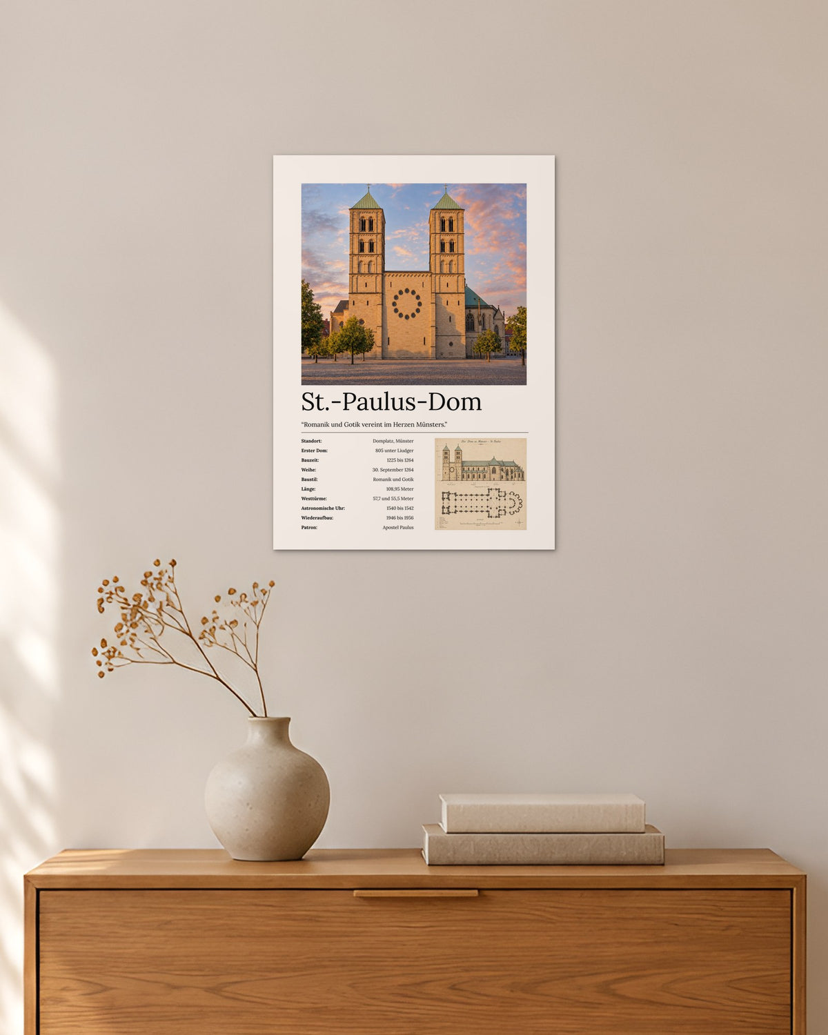 St.-Paulus-Dom Wandbild – 30 × 42 cm ohne Rahmen – Raumansicht – Art Bros