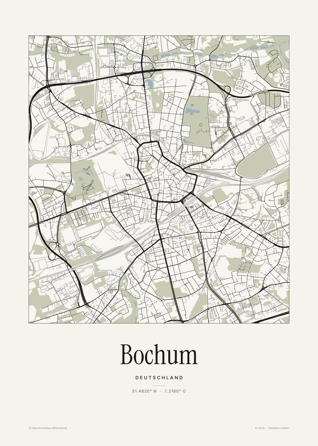 Bochum Stadtplan – Wandbild – Art Bros