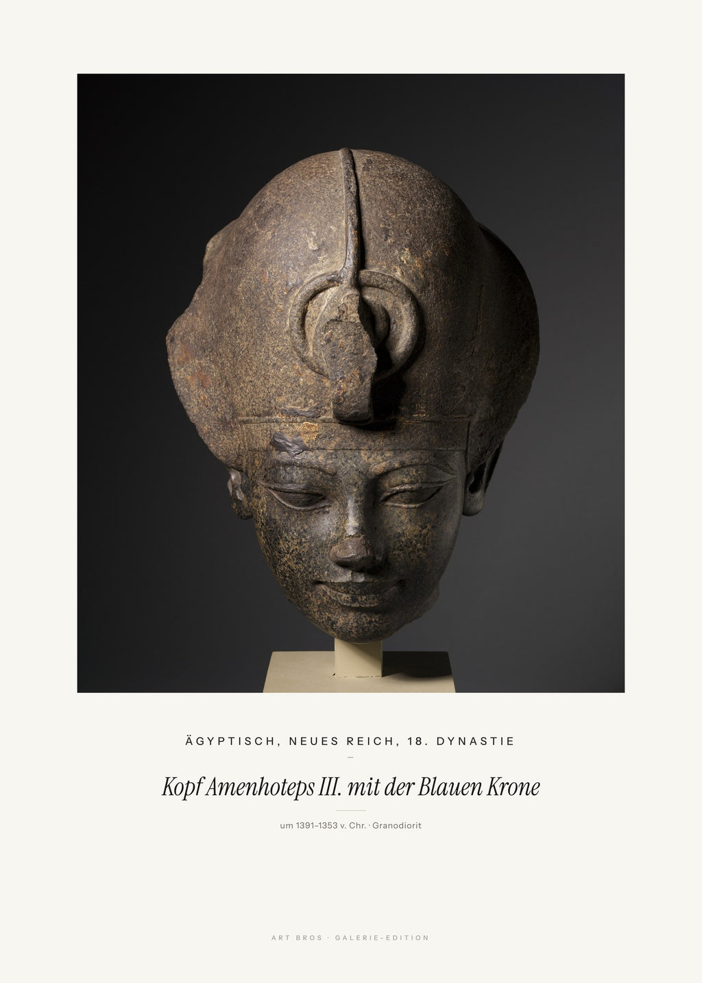 Kopf Amenhoteps III. mit der Blauen Krone – Ägyptisch, Neues Reich, 18. Dynastie – Kunstdruck – Art Bros